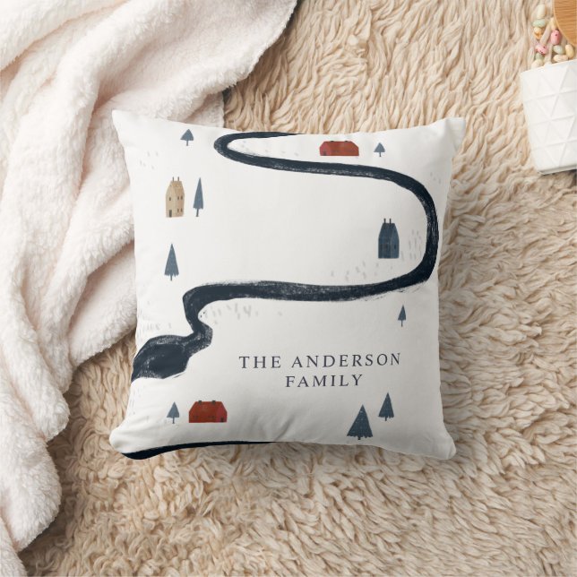 Traditional Rustic Navy Red Winter God jul Kudde (Filt)