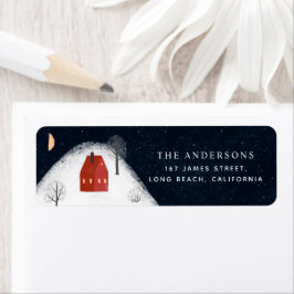 Traditional Rustic Navy Red Winter God jul Returadress Etikett
