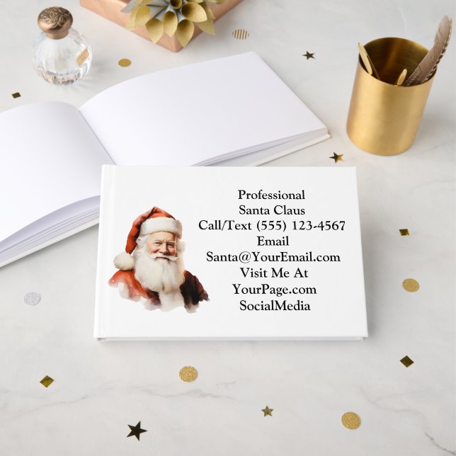 Traditional Santa Claus Business Card Gästböcker (Framsida öppen)