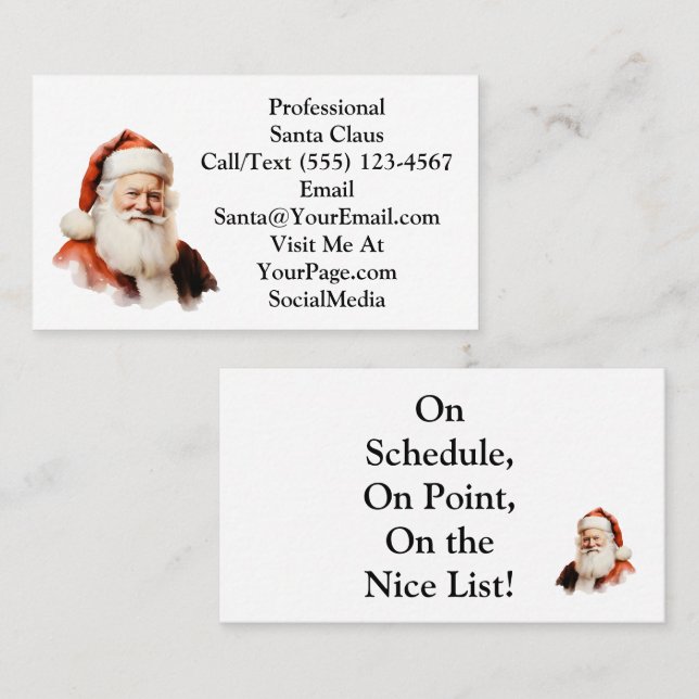 Traditional Santa Claus Business Card Visitkort (Fram/baksida)