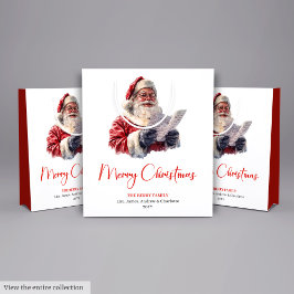 Traditional Santa Claus Cozy Red Green Gift Bag
