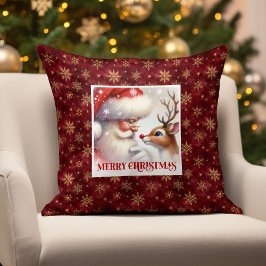Traditional Santa Rudolph Xmas Pillow Cozy Festive Kudde