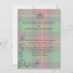 Traditional Scottish Tartan and Scotland Thistle Inbjudningar