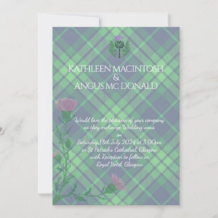Traditional Scottish Tartan and Scotland Thistle Inbjudningar
