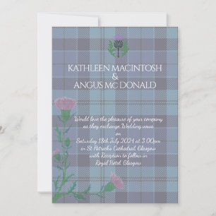 Traditional Scottish Tartan and Scotland Thistle Inbjudningar