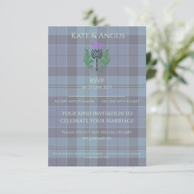Traditional Scottish Tartan and Scotland Thistle OSA Kort (Stående Fram)