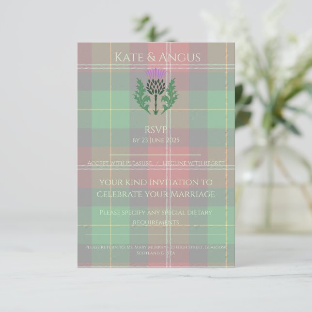 Traditional Scottish Tartan and Scotland Thistle OSA Kort (Stående Fram)
