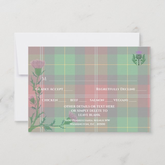 Traditional Scottish Tartan and Scotland Thistle OSA Kort (Framsida)
