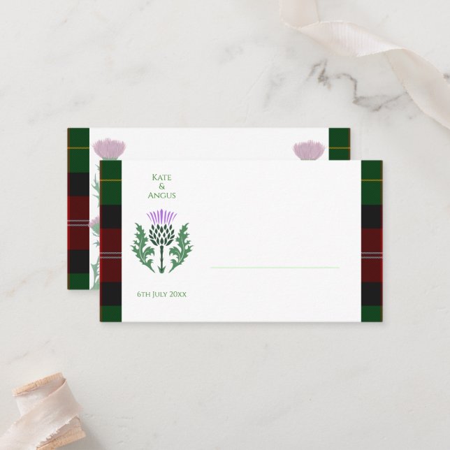 Traditional Scottish Tartan and Scotland Thistle Placeringskort (Fram/Back In Situ)