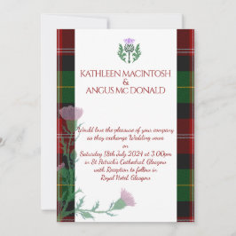 Traditional Scottish Tartan Gräns och Thistle Inbjudningar