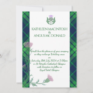 Traditional Scottish Tartan Gräns och Thistle Inbjudningar