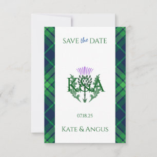 Traditional Scottish Tartan Gräns och Thistle Spara Datumet