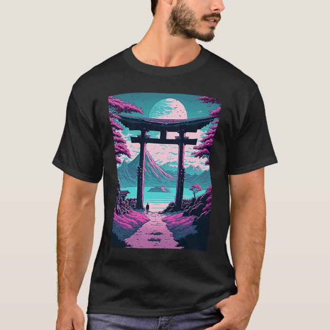 Traditional Shrine Japan T Shirt (Framsida)