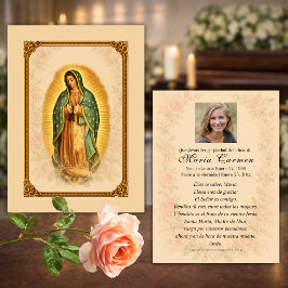 Traditional Spanish Our Lady of Guadalupe Funeral  Visitkort