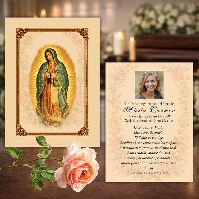 Traditional Spanish Our Lady of Guadalupe Funeral  Visitkort (Skapare uppladdad)