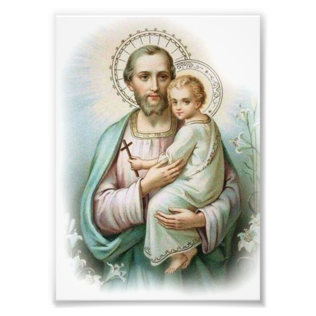 Traditional St. Joseph & Child Jesus med Kor Fototryck (Framsidan)