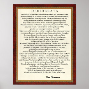 Traditional Stil Desiderata Dikt av Max Ehrmann Poster