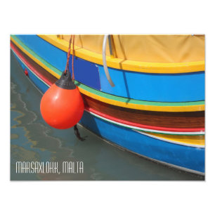 Traditional Striped FishBoat Marsaxlokk Malta Fototryck