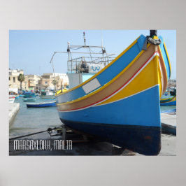 Traditional Striped FishBoat Marsaxlokk Malta Poster