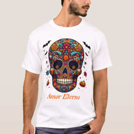 Traditional Sugar Skull Halloween Mexican Art T Shirt