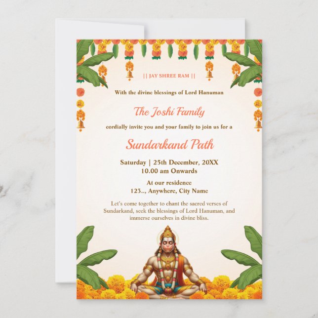 Traditional Sundarkand Path Invitation Card Inbjudningar (Framsida)