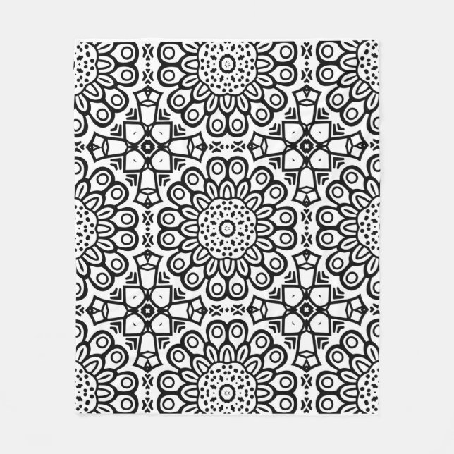 Traditional sunflower batik pattern ornamentscroll fleecefilt (Framsidan)