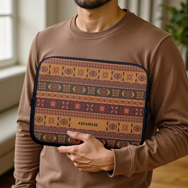 Traditional Terracotta Ethnic Tribal Boho Pattern Laptop Fodral (Skapare uppladdad)