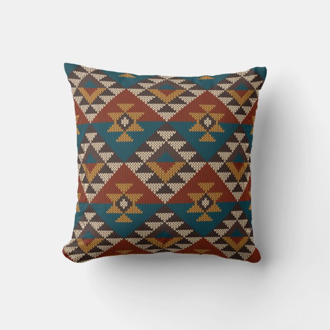 Traditional Tribal Aztec, sömlös mönster på w Kudde (Framsida)