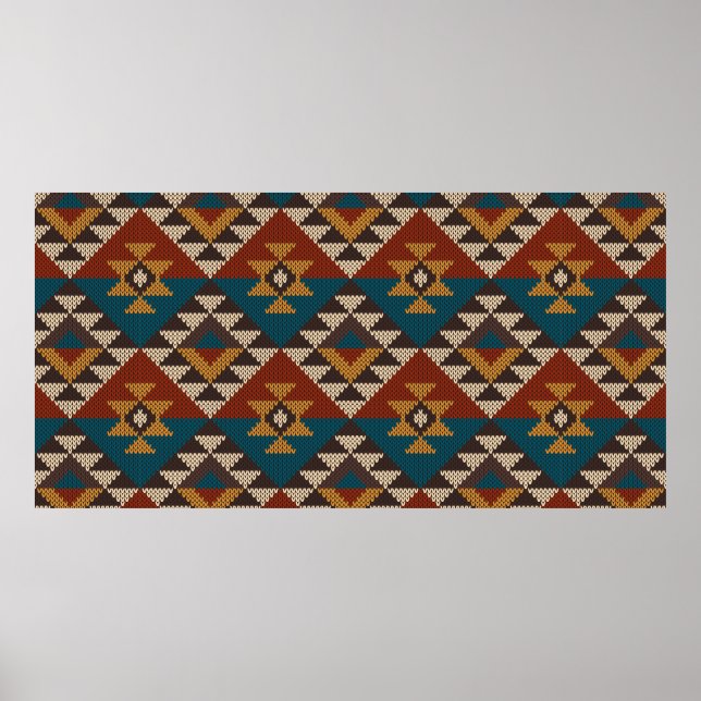 Traditional Tribal Aztec, sömlös mönster på w Poster (Framsidan)