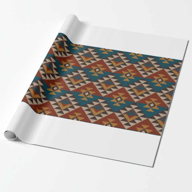 Traditional Tribal Aztec, sömlös mönster på w Presentpapper (Utrullad)