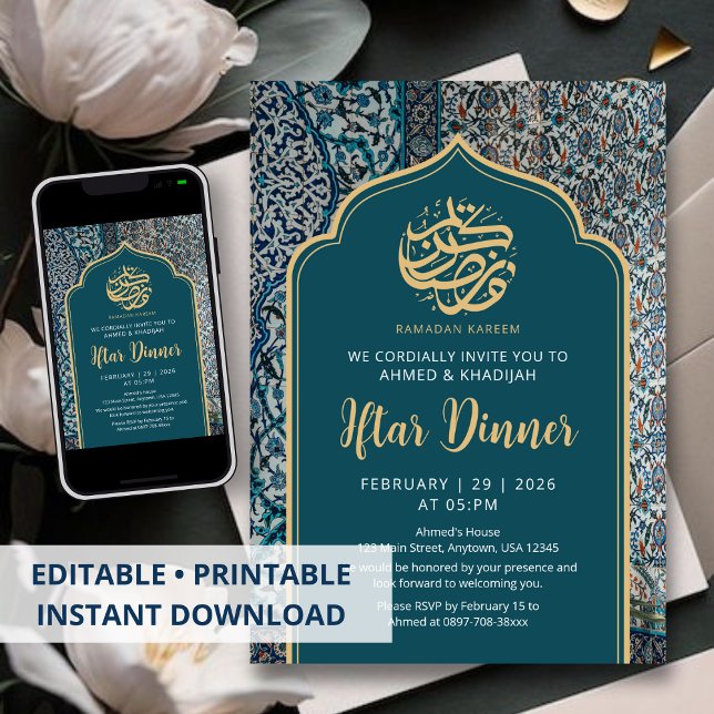 Traditional Turkish Mosaic Ramadan Iftar Dinner Inbjudningar (Skapare uppladdad)