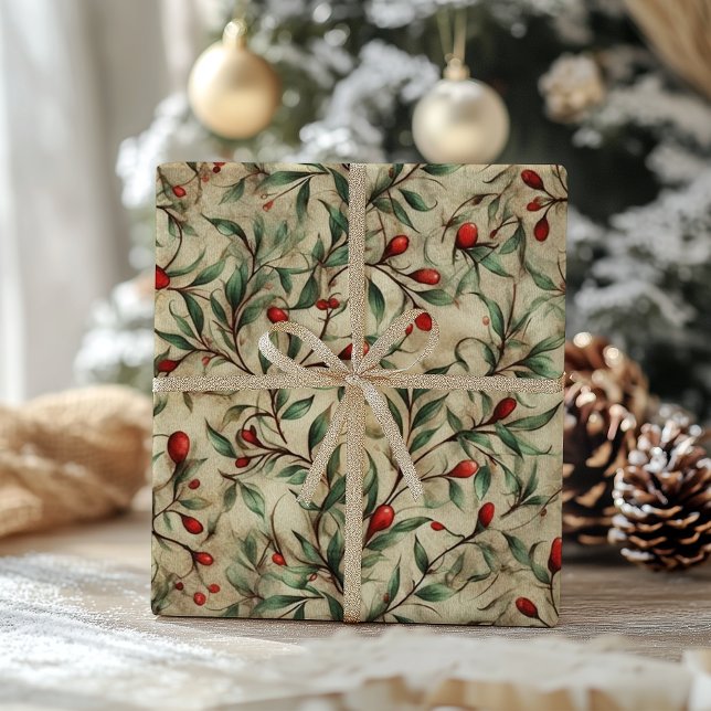 Traditional Vintage Cat Christmas Wrapping Paper Presentpapper (Skapare uppladdad)