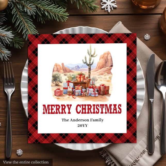 Traditional Western Check Holiday Paper Napkins Pappersservett (Traditional Western Check Holiday Paper Napkins)