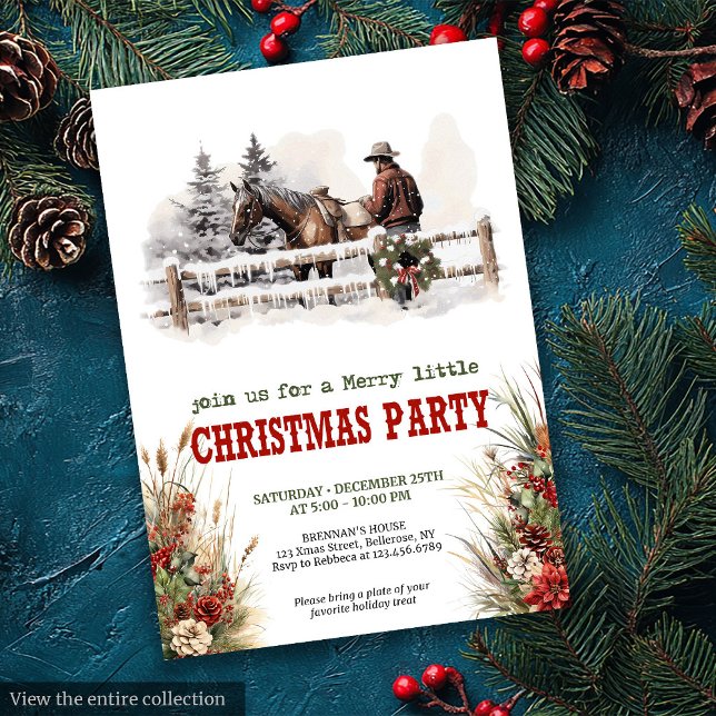 Traditional Western Christmas party invite digital Inbjudningar (Traditional Western Christmas party invite digital

)