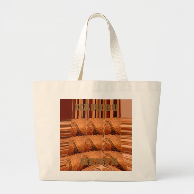 Traditionell afrikansk Spegel: Woven Giraffe Jumbo Tygkasse (Framsidan)