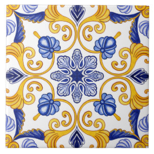 Traditionell Akvarell Medelhavs Azulejo  Kakelplatta