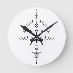 Traditionell Amazigh-tatueringssymbol Rund Klocka