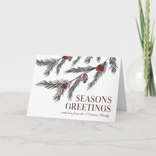 Traditionell Anpassningsbar Julkort Röd och Grönt Helgkort (Framsida)