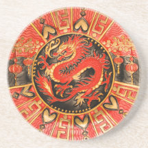 Traditionell antika kinesiska draken Red Guld Gold