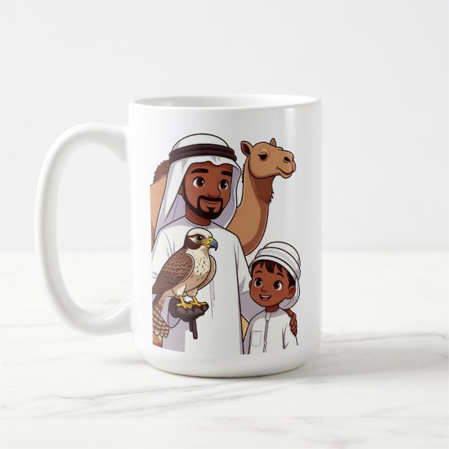 Traditionell arabisk falkjakt kaffemugg (Vänster)