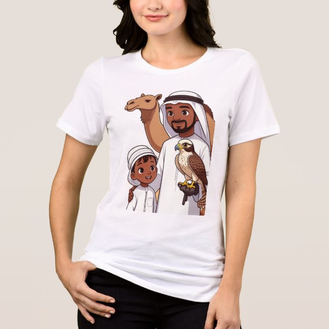 Traditionell arabisk falkjakt t shirt (Framsida)