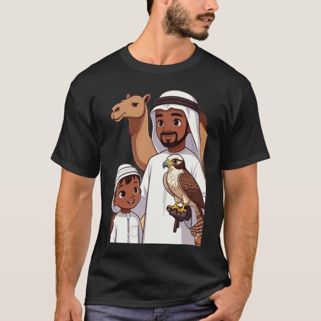 Traditionell arabisk falkjakt t shirt (Framsida)