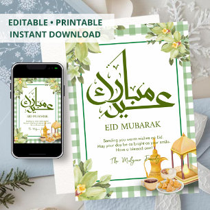 Traditionell arabisk te och Iftar-snacks Eid-kort Julkort