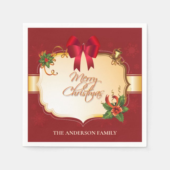 Traditionell årgång Julbåge och klockor Pappersservett (Framsidan)