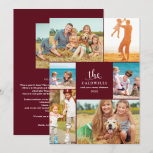 Traditionell Årsöversikt Foto Collage   Röd Julkort