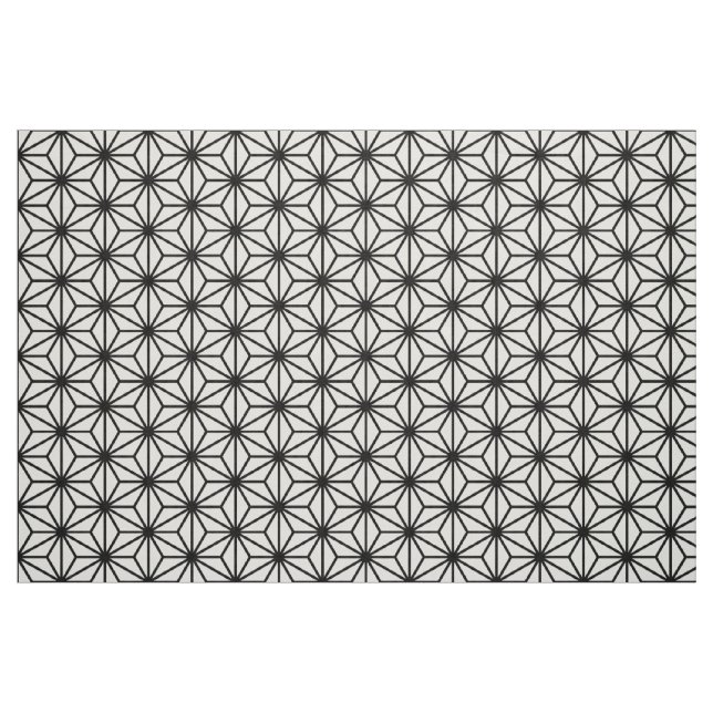 Traditionell Asanoha stil - svart på vit Tyg (Fat Quarter)
