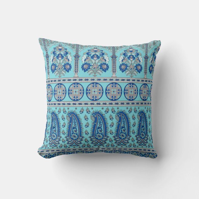 Traditionell asiatisk paisley gräns-design kudde (Framsida)