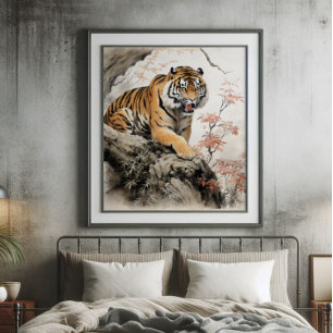 Traditionell asiatisk tigermålning fototryck