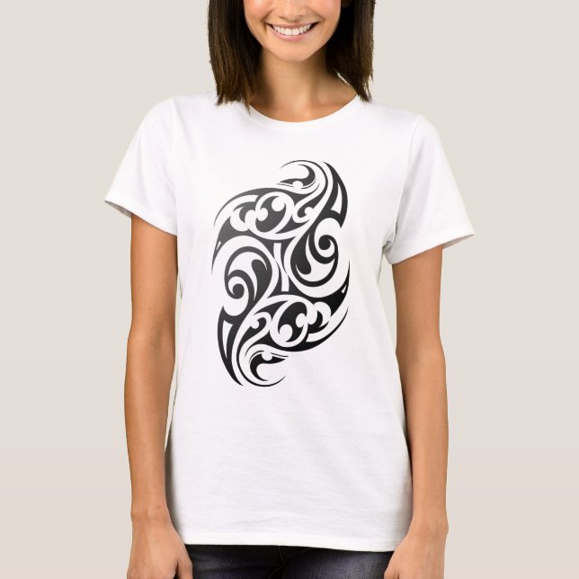 Traditionell autentisk Maori-tatuering. Nya Zeelan T Shirt (Framsida)