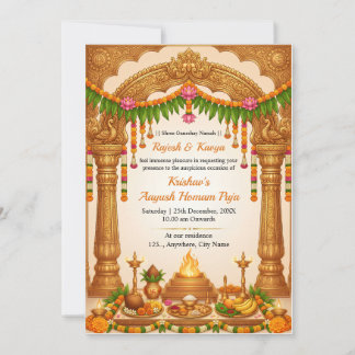 Traditionell Ayushya Homam Puja Inbjudningskort